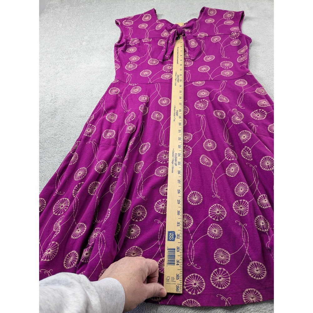 Effie's Heart Magenta Dandelion Print Fit & Flare Dress XLCotton Spandex - Picture 7 of 11